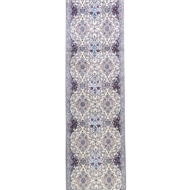 2' 5" x 17' 2" - BLUE AND BEIGE NAEIN FLORAL PERSIAN RUG ( 73 x 523 CM )