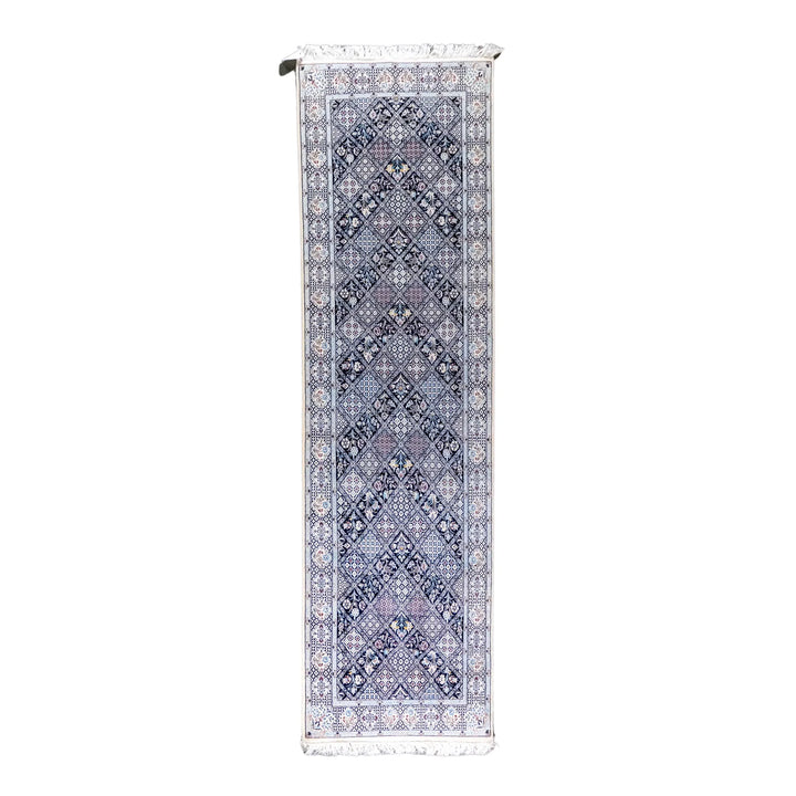 3' 3" x 11' 4" - BEIGE AND BEIGE NAEIN FLORAL PERSIAN RUG ( 99 x 345 CM )