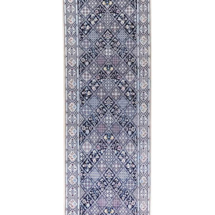3' 3" x 11' 4" - BEIGE AND BEIGE NAEIN FLORAL PERSIAN RUG ( 99 x 345 CM )