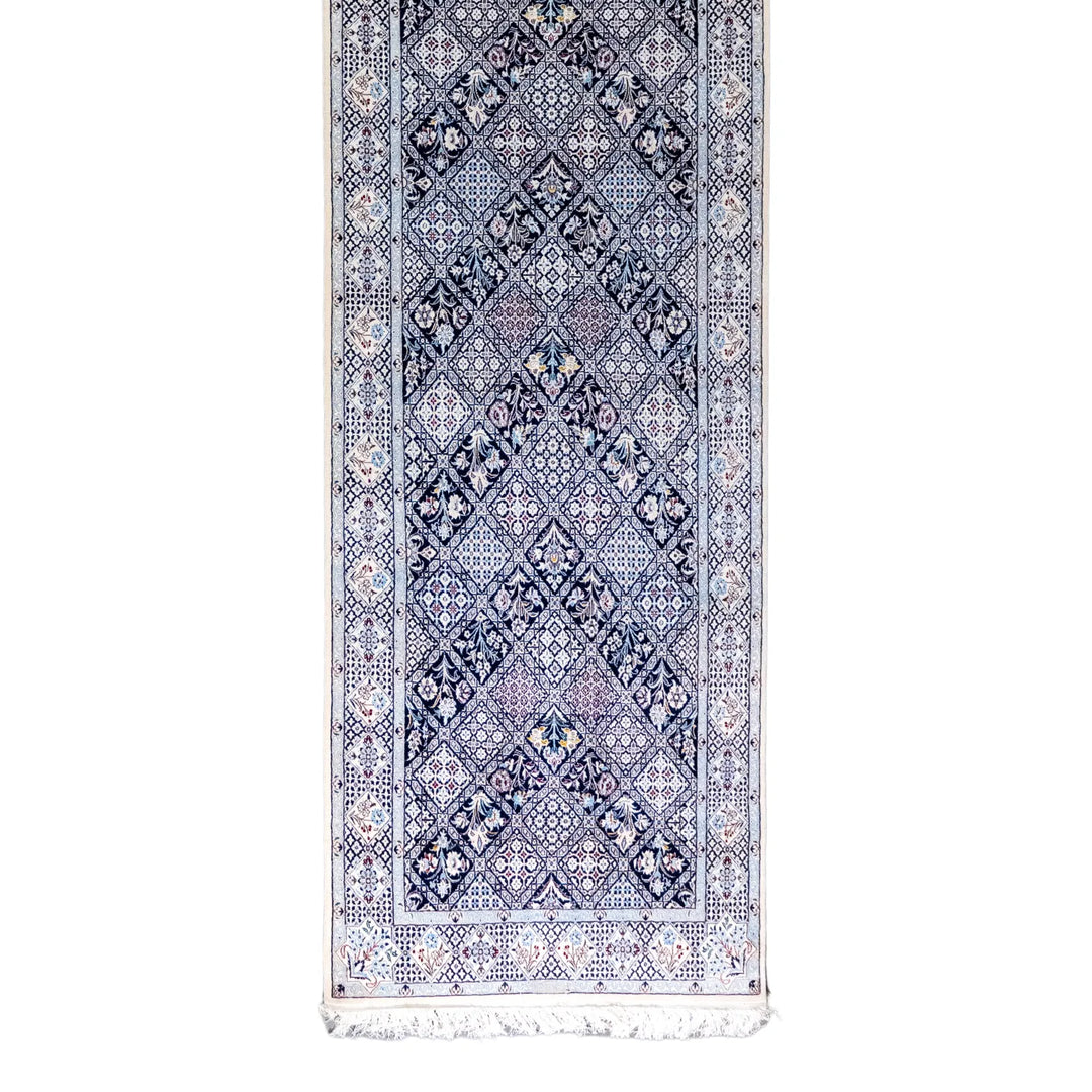 3' 3" x 11' 4" - BEIGE AND BEIGE NAEIN FLORAL PERSIAN RUG ( 99 x 345 CM )