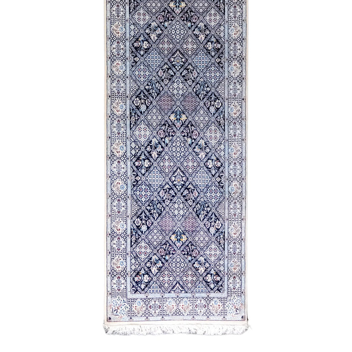 3' 3" x 11' 4" - BEIGE AND BEIGE NAEIN FLORAL PERSIAN RUG ( 99 x 345 CM )