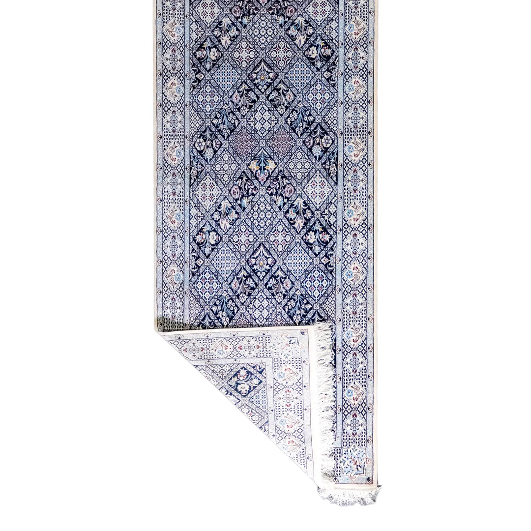 3' 3" x 11' 4" - BEIGE AND BEIGE NAEIN FLORAL PERSIAN RUG ( 99 x 345 CM )