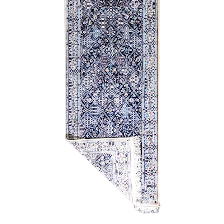 3' 3" x 11' 4" - BEIGE AND BEIGE NAEIN FLORAL PERSIAN RUG ( 99 x 345 CM )