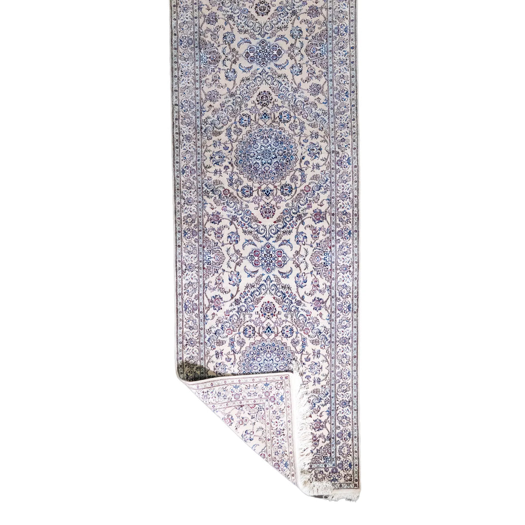 3' 1" x 18' 1" - BEIGE AND BEIGE NAEIN FLORAL PERSIAN RUG ( 94 x 551 CM )