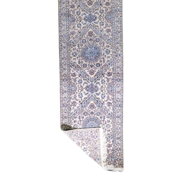 3' 1" x 18' 1" - BEIGE AND BEIGE NAEIN FLORAL PERSIAN RUG ( 94 x 551 CM )