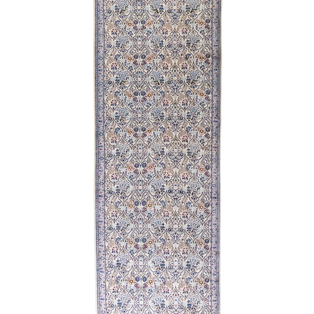 2' 8" x 11' 3" - BEIGE AND BEIGE NAEIN FLORAL PERSIAN RUG ( 81 x 343 CM )