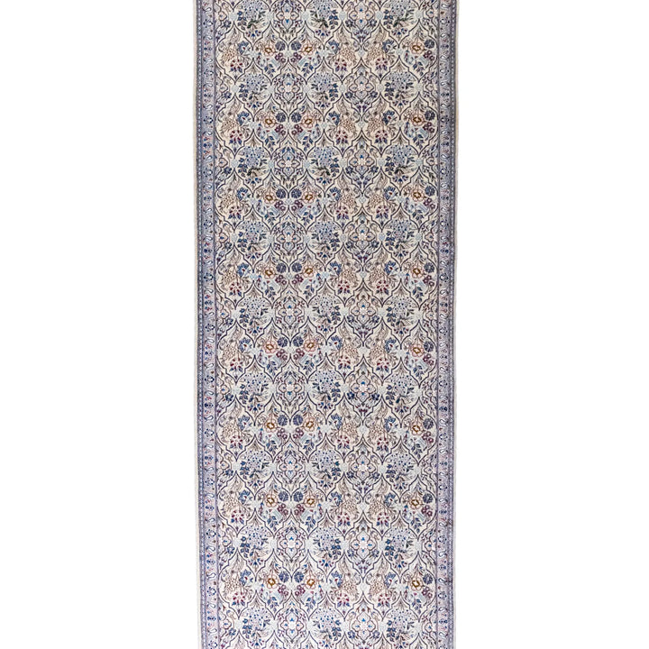 2' 8" x 11' 3" - BEIGE AND BEIGE NAEIN FLORAL PERSIAN RUG ( 81 x 343 CM )