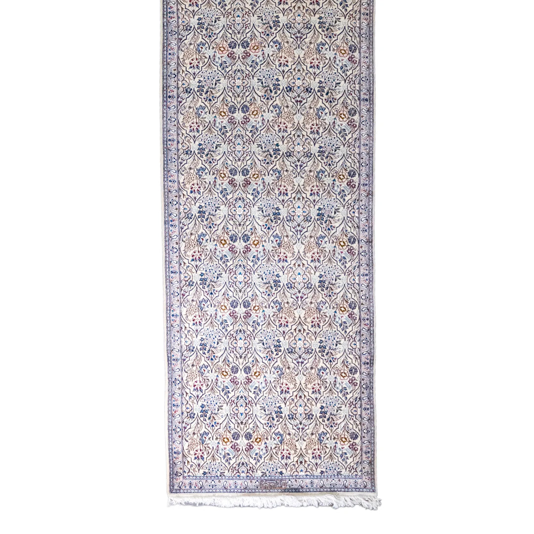 2' 8" x 11' 3" - BEIGE AND BEIGE NAEIN FLORAL PERSIAN RUG ( 81 x 343 CM )