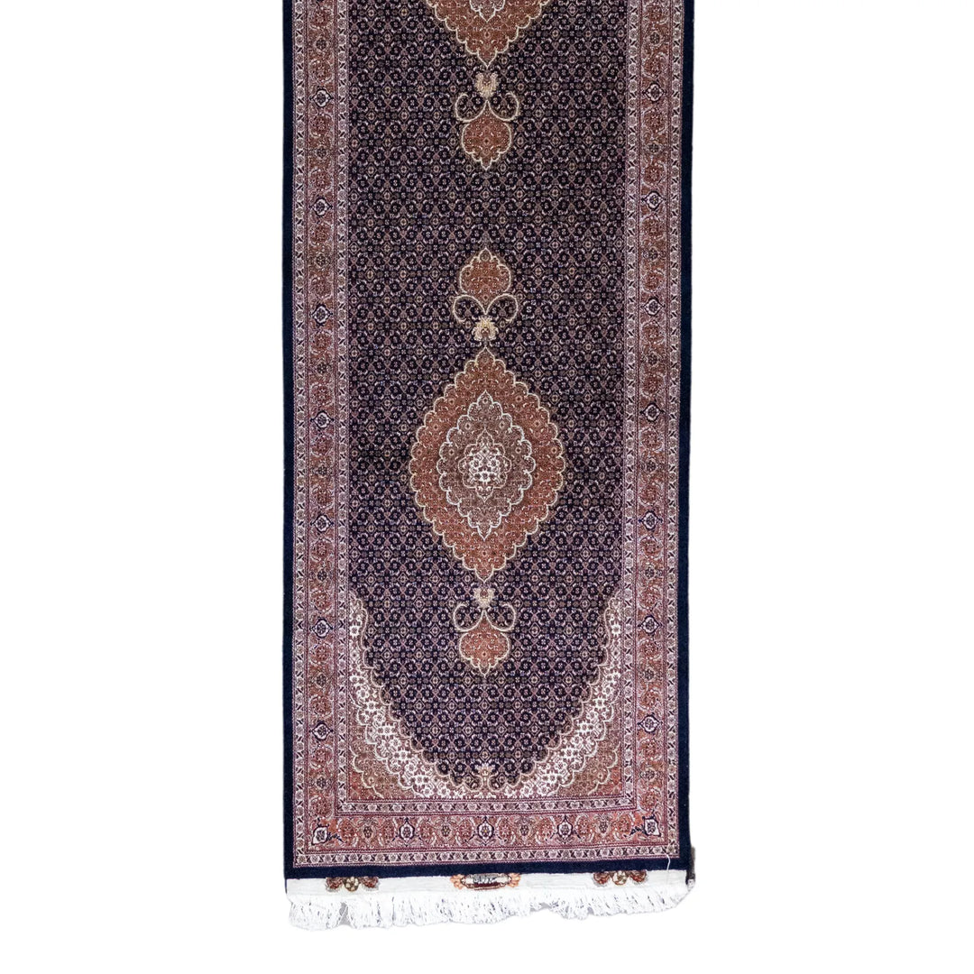 3' 1" x 9' 11" - NAVY AND RED TABRIZ FISH DESIGN PERSIAN RUG ( 94 x 302 CM )