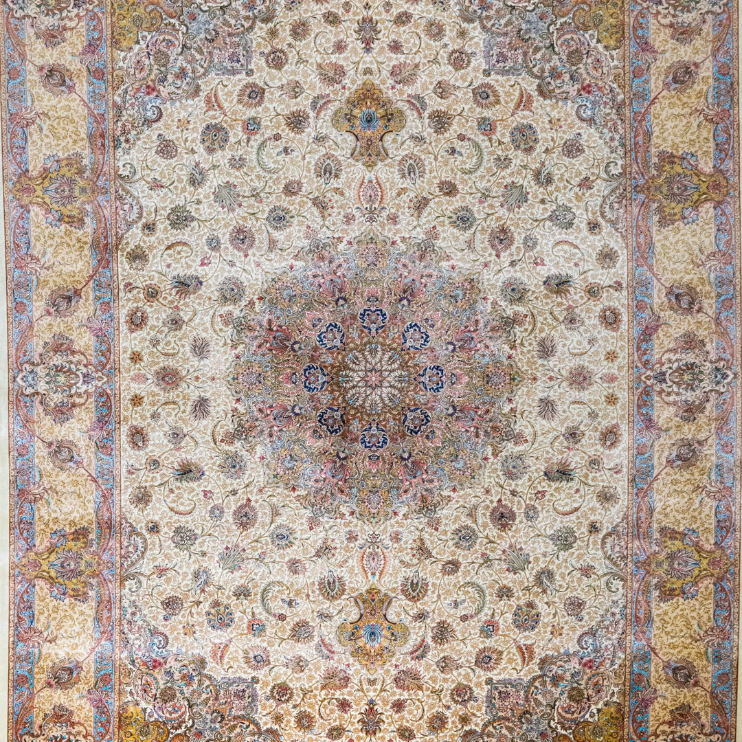 6' 7" x 9' 10" - BLACK AND GOLD MACHINE MADE FLORAL TURKISH RUG ( 200 x 300 CM )