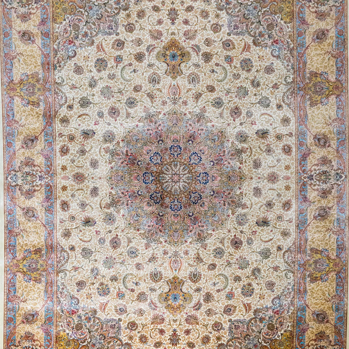 6' 7" x 9' 10" - BLACK AND GOLD MACHINE MADE FLORAL TURKISH RUG ( 200 x 300 CM )