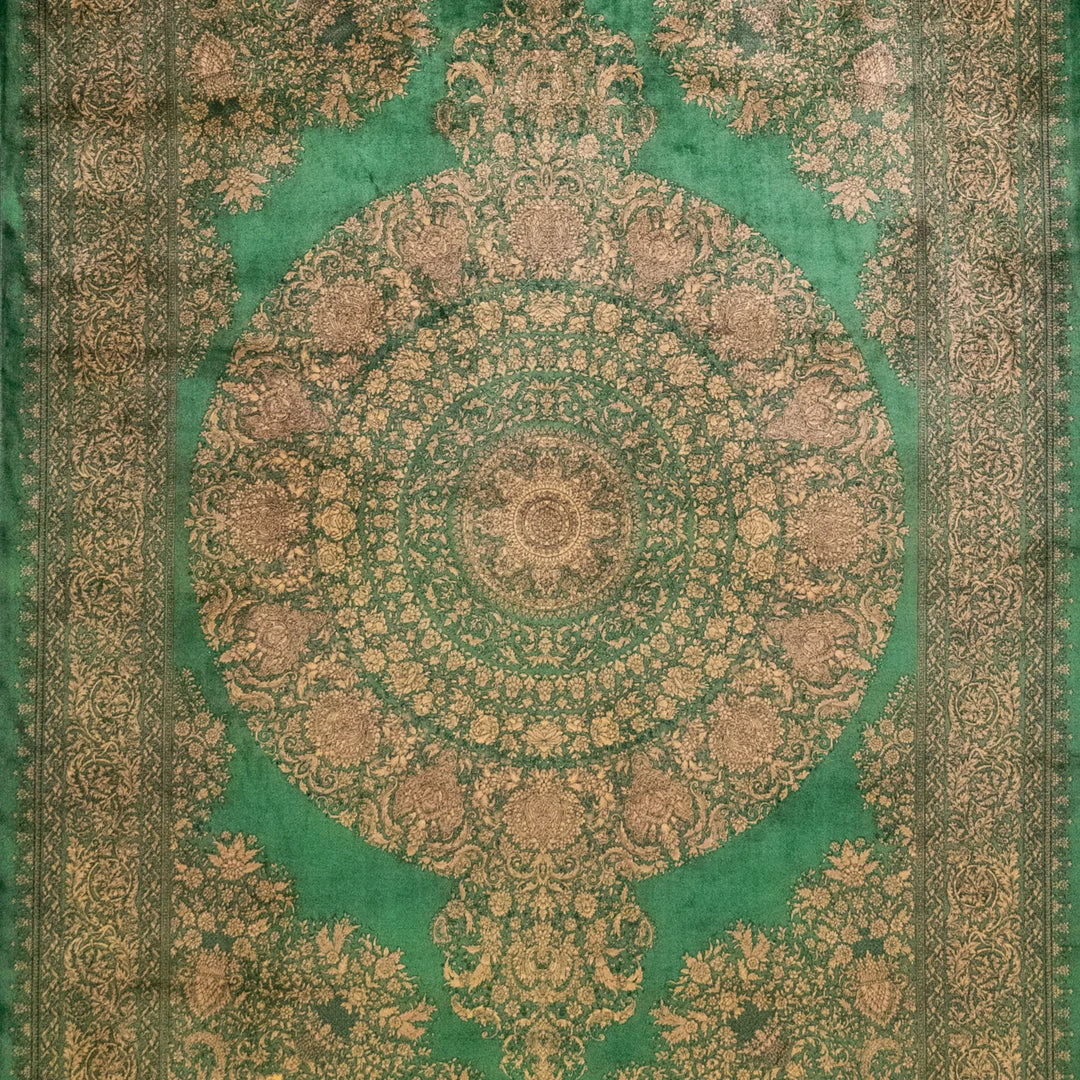 4' 11" x 7' 4" - MULTICOLOR AND BEIGE MACHINE MADE FLORAL TURKISH RUG ( 150 x 223 CM )