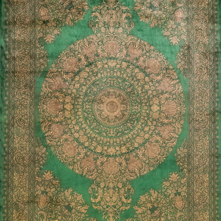 4' 11" x 7' 4" - MULTICOLOR AND BEIGE MACHINE MADE FLORAL TURKISH RUG ( 150 x 223 CM )