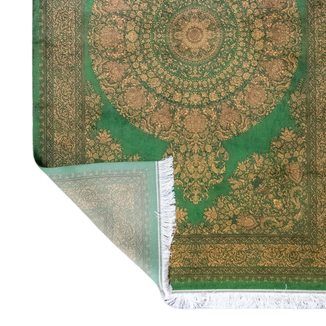 4' 11" x 7' 4" - MULTICOLOR AND BEIGE MACHINE MADE FLORAL TURKISH RUG ( 150 x 223 CM )