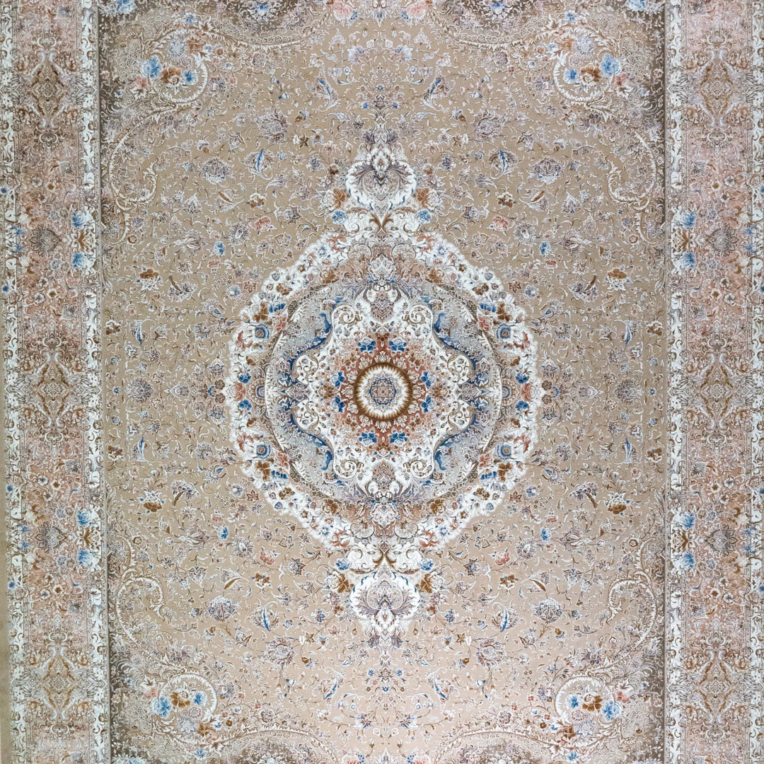 9' 10" x 13' 1" - MULTICOLOR AND RED MACHINE MADE FLORAL TURKISH RUG ( 300 x 399 CM )