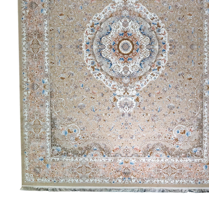 9' 10" x 13' 1" - MULTICOLOR AND RED MACHINE MADE FLORAL TURKISH RUG ( 300 x 399 CM )