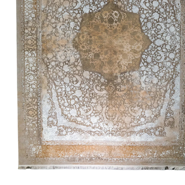 9' 10" x 13' 1" - BEIGE AND BEIGE MACHINE MADE FLORAL TURKISH RUG ( 300 x 399 CM )