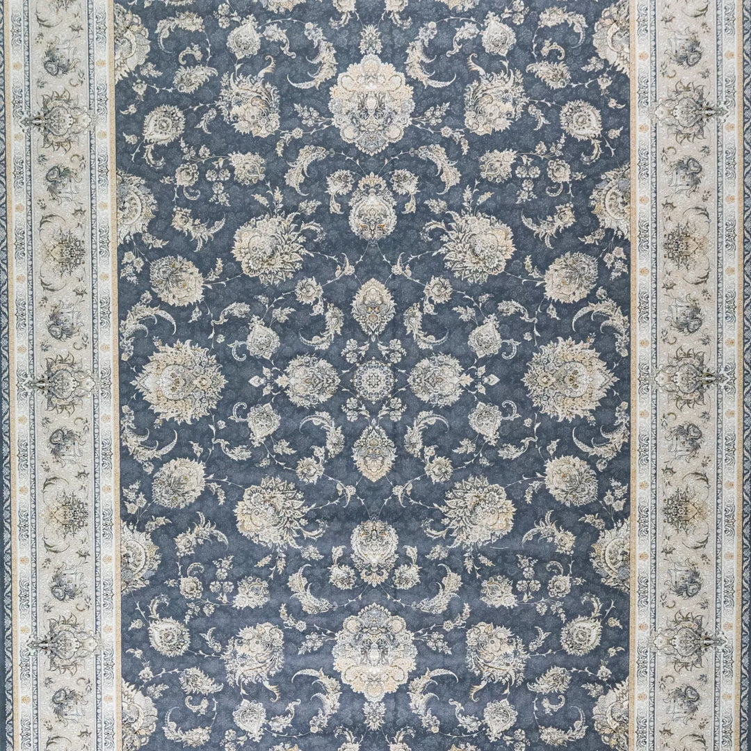 8' 2" x 11' 6" - MULTICOLOR AND BLUE MACHINE MADE FLORAL TURKISH RUG ( 249 x 350 CM )