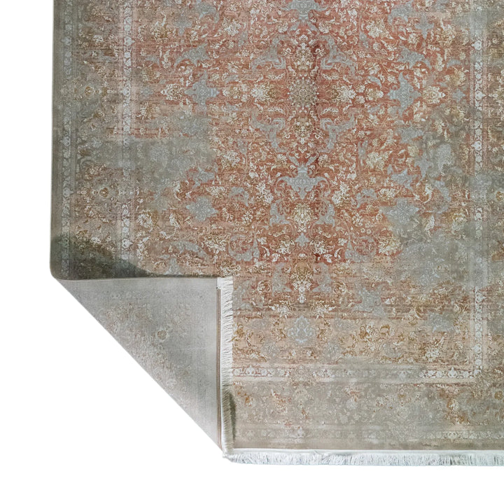 8' 2" x 11' 6" - PINK AND BEIGE MACHINE MADE FLORAL TURKISH RUG ( 249 x 350 CM )
