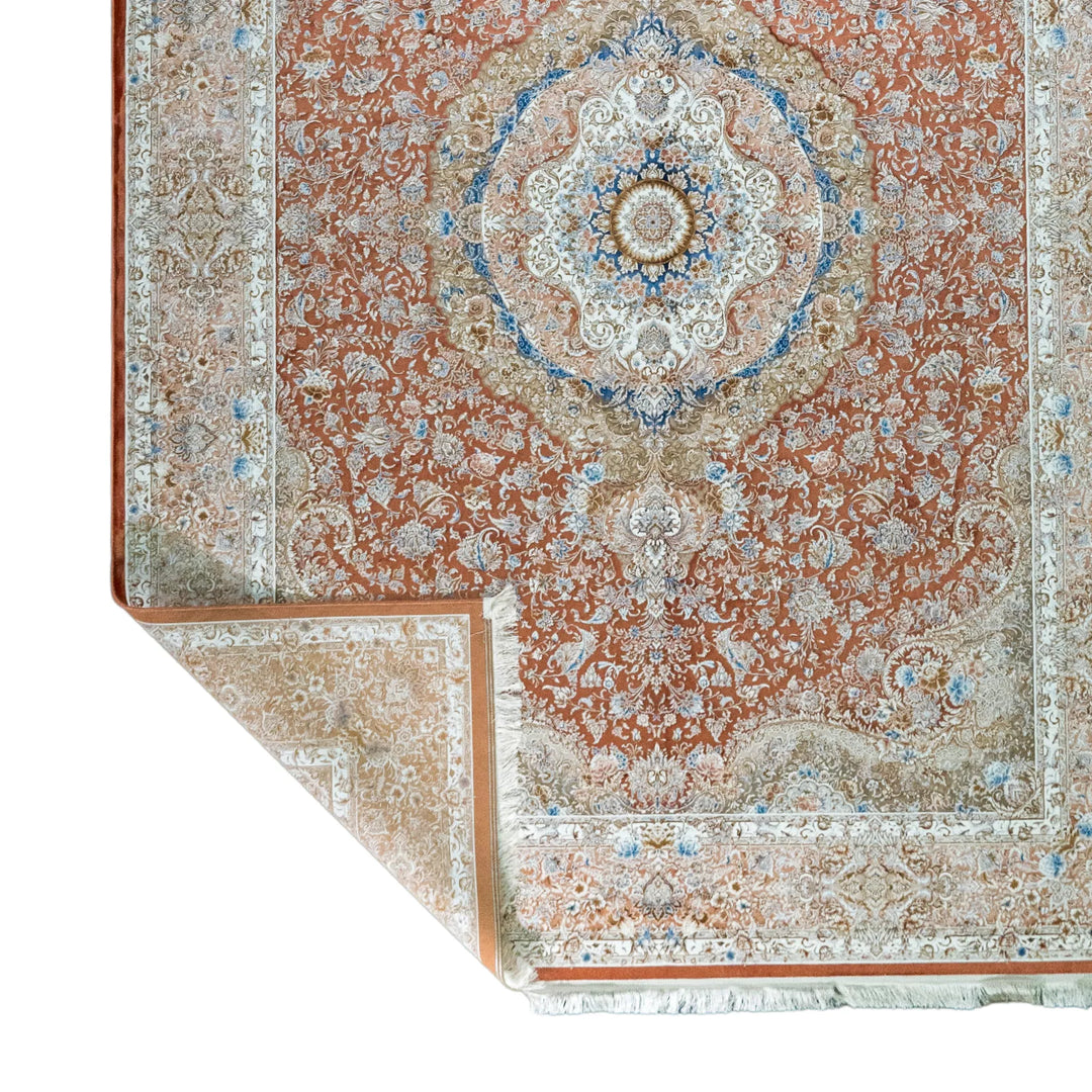 8' 2" x 11' 6" - MULTICOLOR AND BEIGE MACHINE MADE FLORAL TURKISH RUG ( 249 x 350 CM )