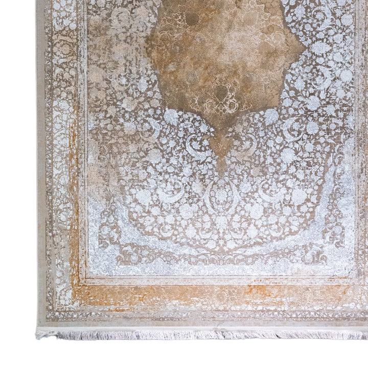 6' 7" x 9' 10" - BEIGE AND BEIGE MACHINE MADE FLORAL TURKISH RUG ( 200 x 300 CM )
