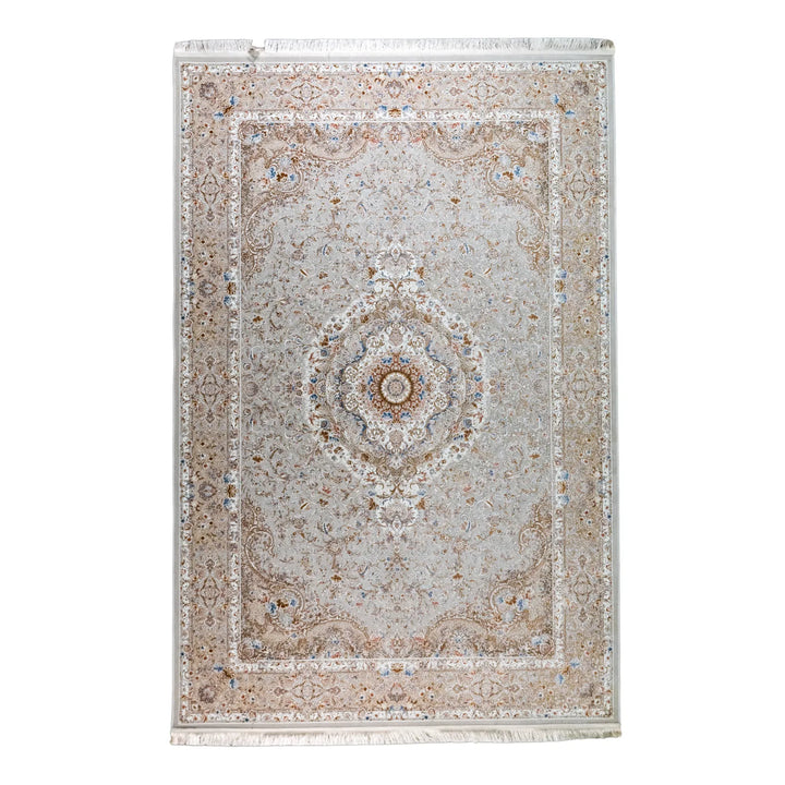 6' 7" x 9' 10" - MULTICOLOR AND BEIGE MACHINE MADE FLORAL TURKISH RUG ( 200 x 300 CM )