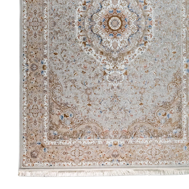 6' 7" x 9' 10" - MULTICOLOR AND BEIGE MACHINE MADE FLORAL TURKISH RUG ( 200 x 300 CM )