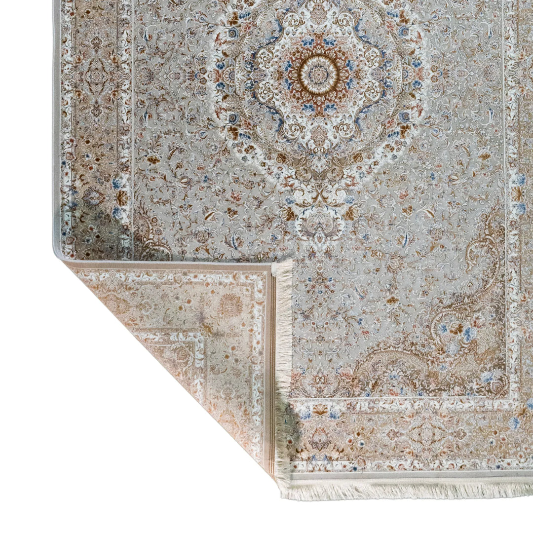 6' 7" x 9' 10" - MULTICOLOR AND BEIGE MACHINE MADE FLORAL TURKISH RUG ( 200 x 300 CM )