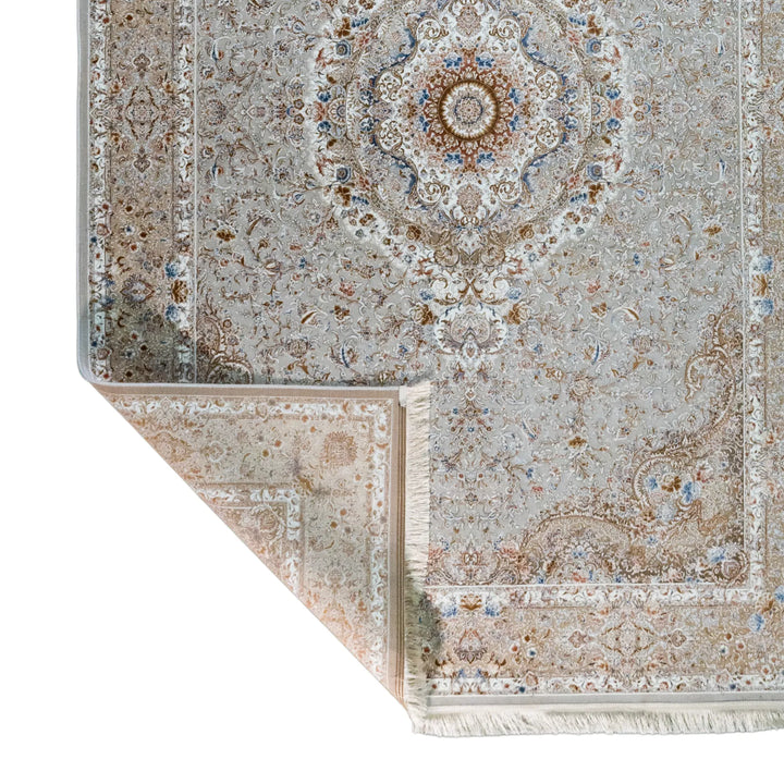 6' 7" x 9' 10" - MULTICOLOR AND BEIGE MACHINE MADE FLORAL TURKISH RUG ( 200 x 300 CM )