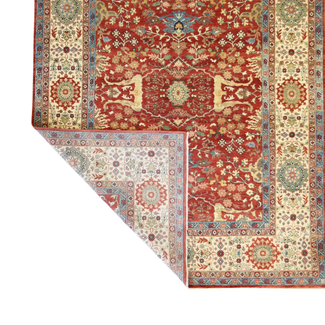 7' 10" x 10' 3" - RED AND IVORY SERAPI GEOMETRIC INDIAN RUG