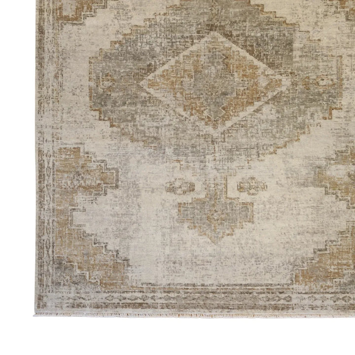 8' 0" x 10' 0" - BEIGE AND TAN MODERN MODERN INDIAN RUG