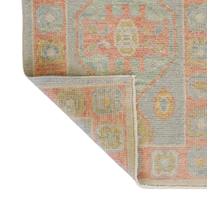 2'0" x 2'11" BLUE AND PINK OUSHAK GEOMETRIC TURKISH RUG