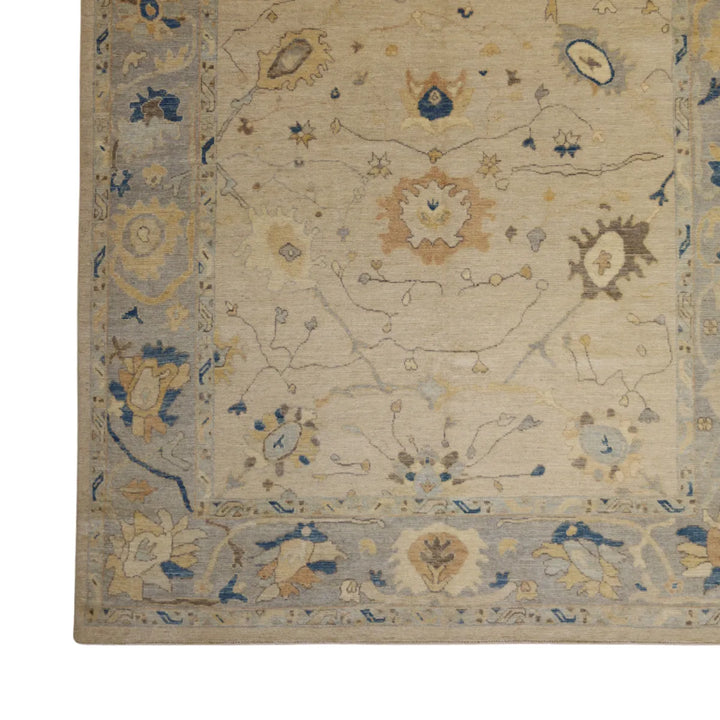 8' 4" x 10' 0" - IVORY AND GRAY OUSHAK GEOMETRIC PAKISTANI RUG