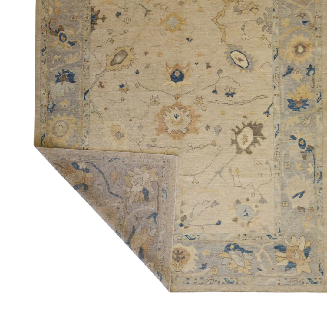 8' 4" x 10' 0" - IVORY AND GRAY OUSHAK GEOMETRIC PAKISTANI RUG