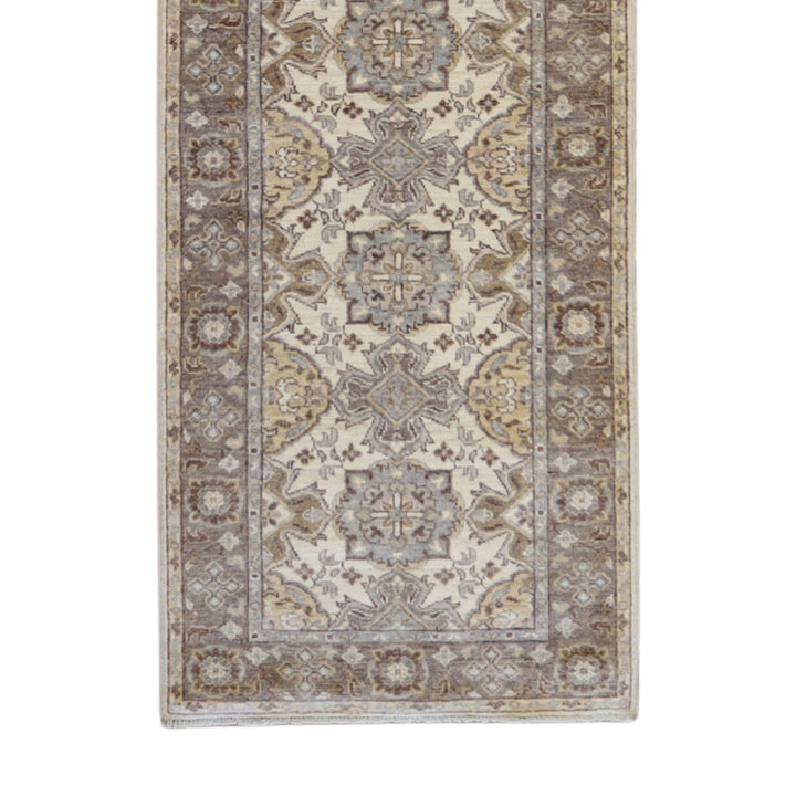 2'8" x 9'5" BEIGE AND BEIGE PESHAWAR GEOMETRIC PAKISTANI RUG