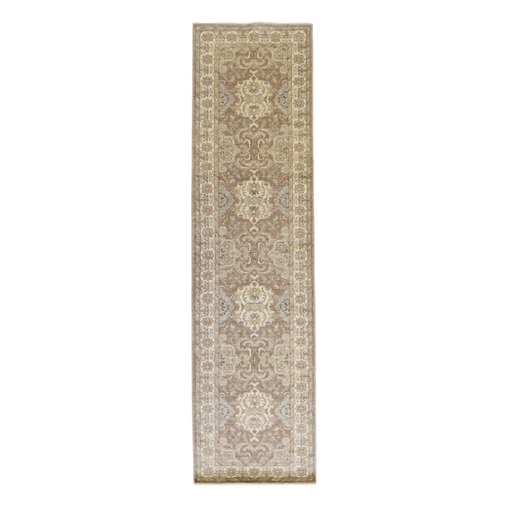 2' 7" x 10' 1" BEIGE AND IVORY PESHAWAR GEOMETRIC PAKISTANI RUG