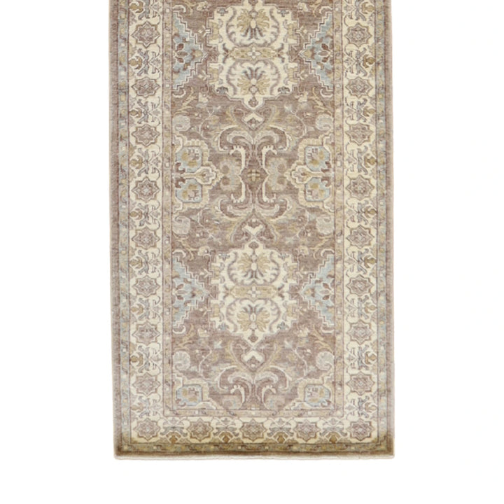 2' 7" x 10' 1" BEIGE AND IVORY PESHAWAR GEOMETRIC PAKISTANI RUG