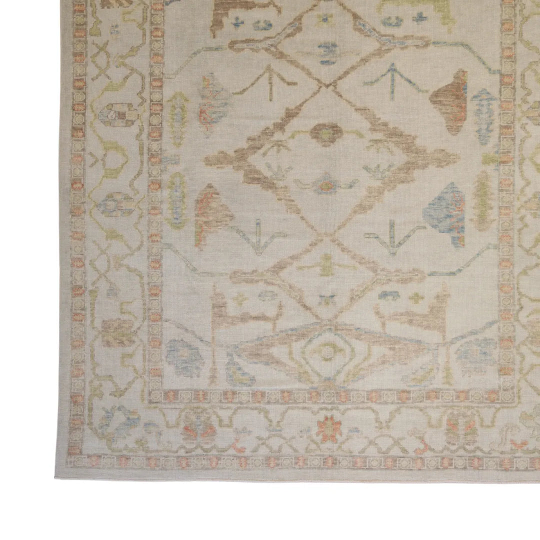 8' 1" x 10' 4" - BLUE AND IVORY KAZAK GEOMETRIC PAKISTANI RUG