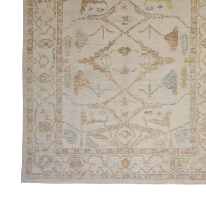 8' 1" x 10' 4" - BLUE AND IVORY KAZAK GEOMETRIC PAKISTANI RUG