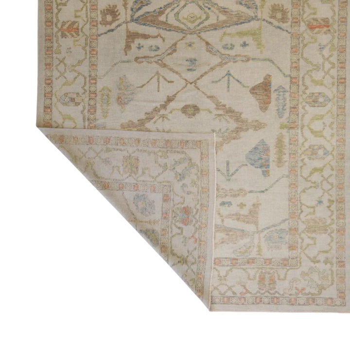 8' 1" x 10' 4" - BLUE AND IVORY KAZAK GEOMETRIC PAKISTANI RUG