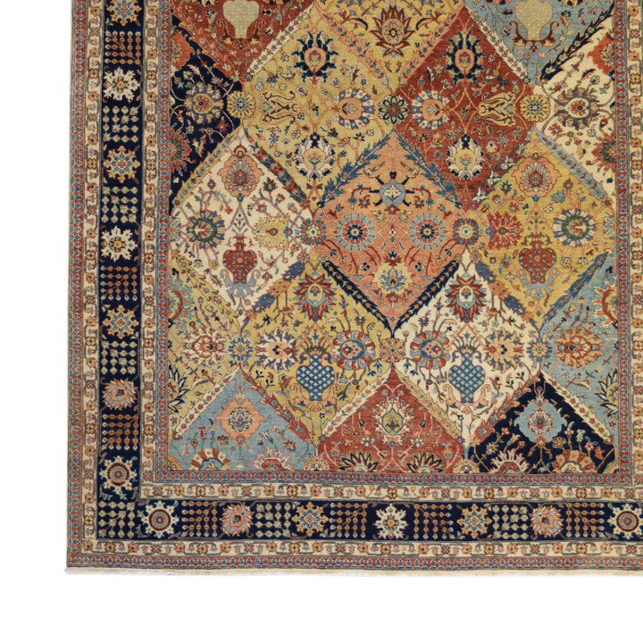 8' 1" x 9' 11" - MULTICOLOR AND NAVY SERAPI GEOMETRIC INDIAN RUG
