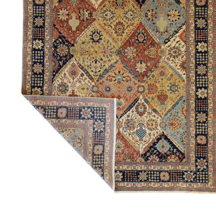 8' 1" x 9' 11" - MULTICOLOR AND NAVY SERAPI GEOMETRIC INDIAN RUG
