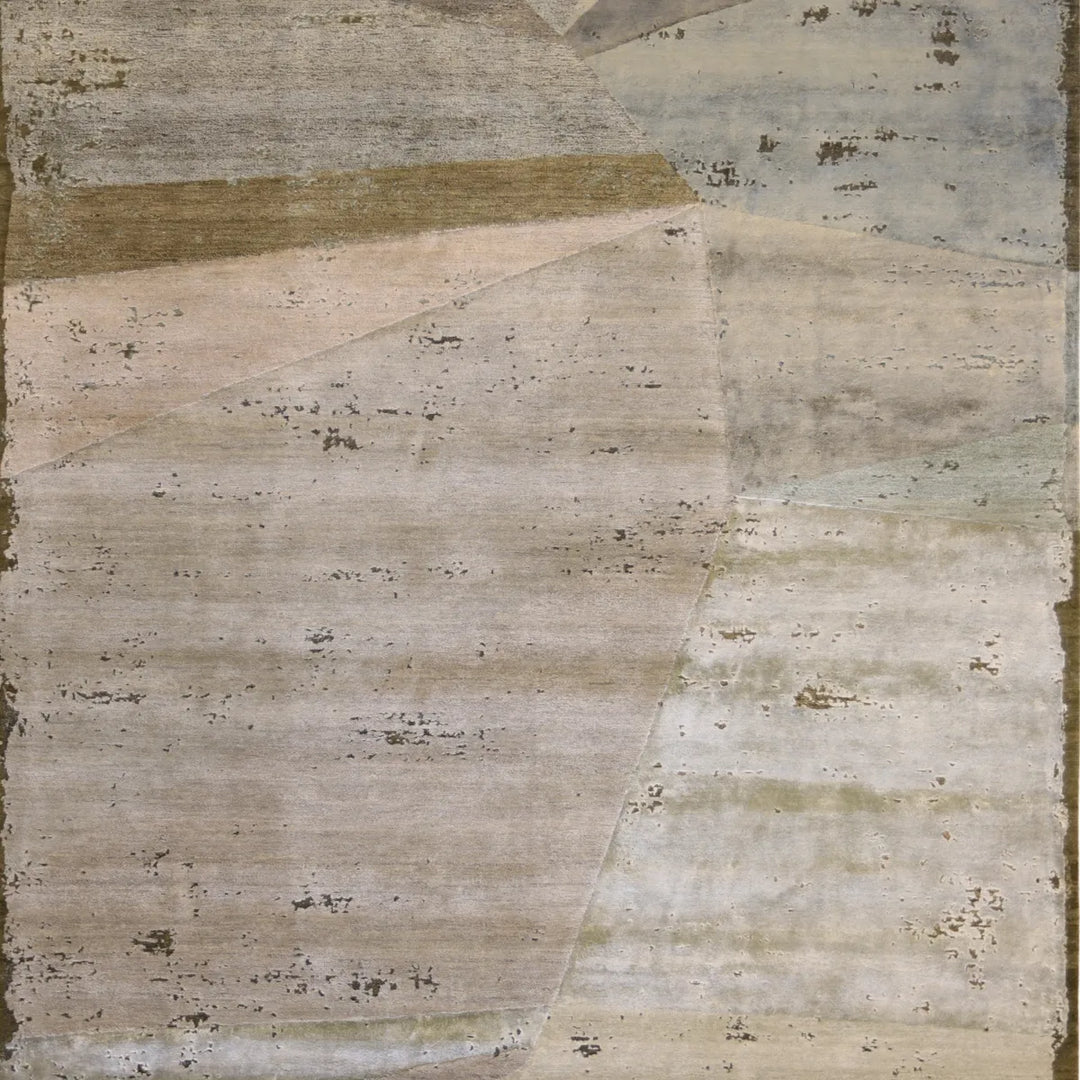 8' 2" x 10' 0" - GREEN AND GRAY MODERN MODERN INDIAN RUG
