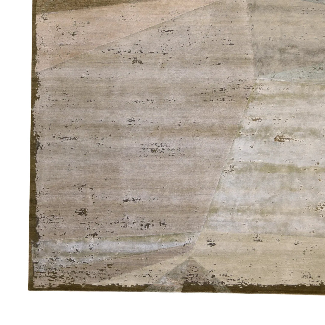 8' 2" x 10' 0" - GREEN AND GRAY MODERN MODERN INDIAN RUG