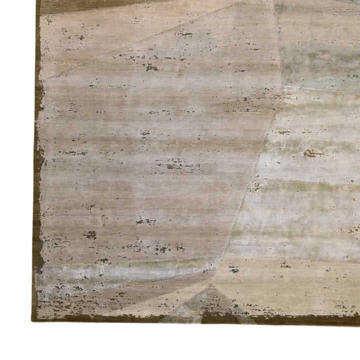 8' 2" x 10' 0" - GREEN AND GRAY MODERN MODERN INDIAN RUG