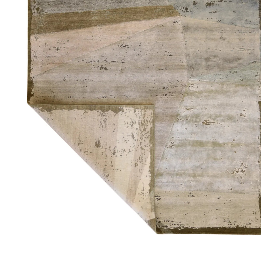 8' 2" x 10' 0" - GREEN AND GRAY MODERN MODERN INDIAN RUG