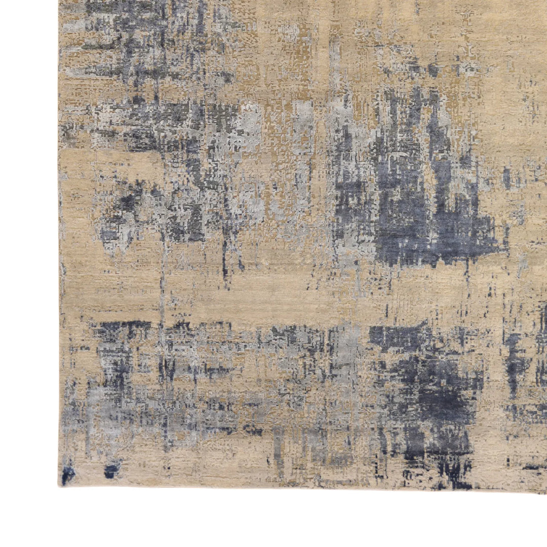 10'   0" x  14'   1" GRAY AND NAVY MODERN MODERN INDIAN RUG