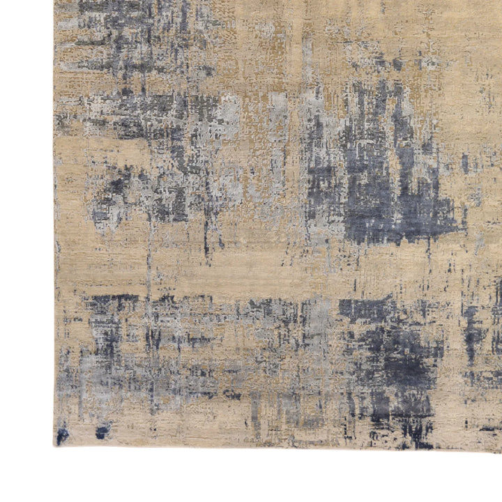 10'   0" x  14'   1" GRAY AND NAVY MODERN MODERN INDIAN RUG