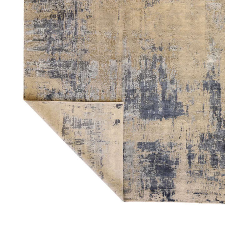 10'   0" x  14'   1" GRAY AND NAVY MODERN MODERN INDIAN RUG