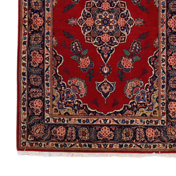 3'6" x 5'2" RED AND NAVY KASHAN FLORAL PERSIAN RUG